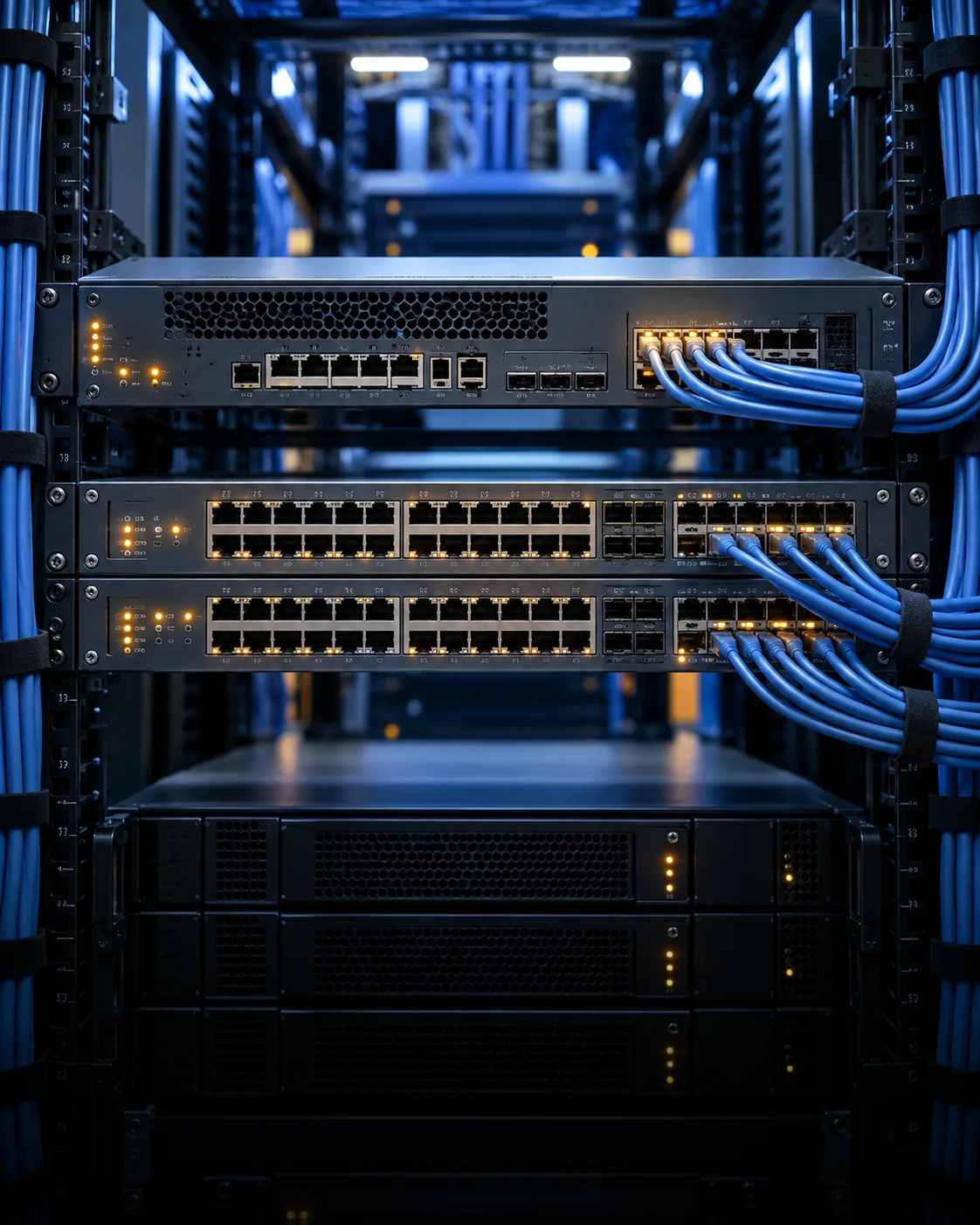 Network security equipment in a server rack